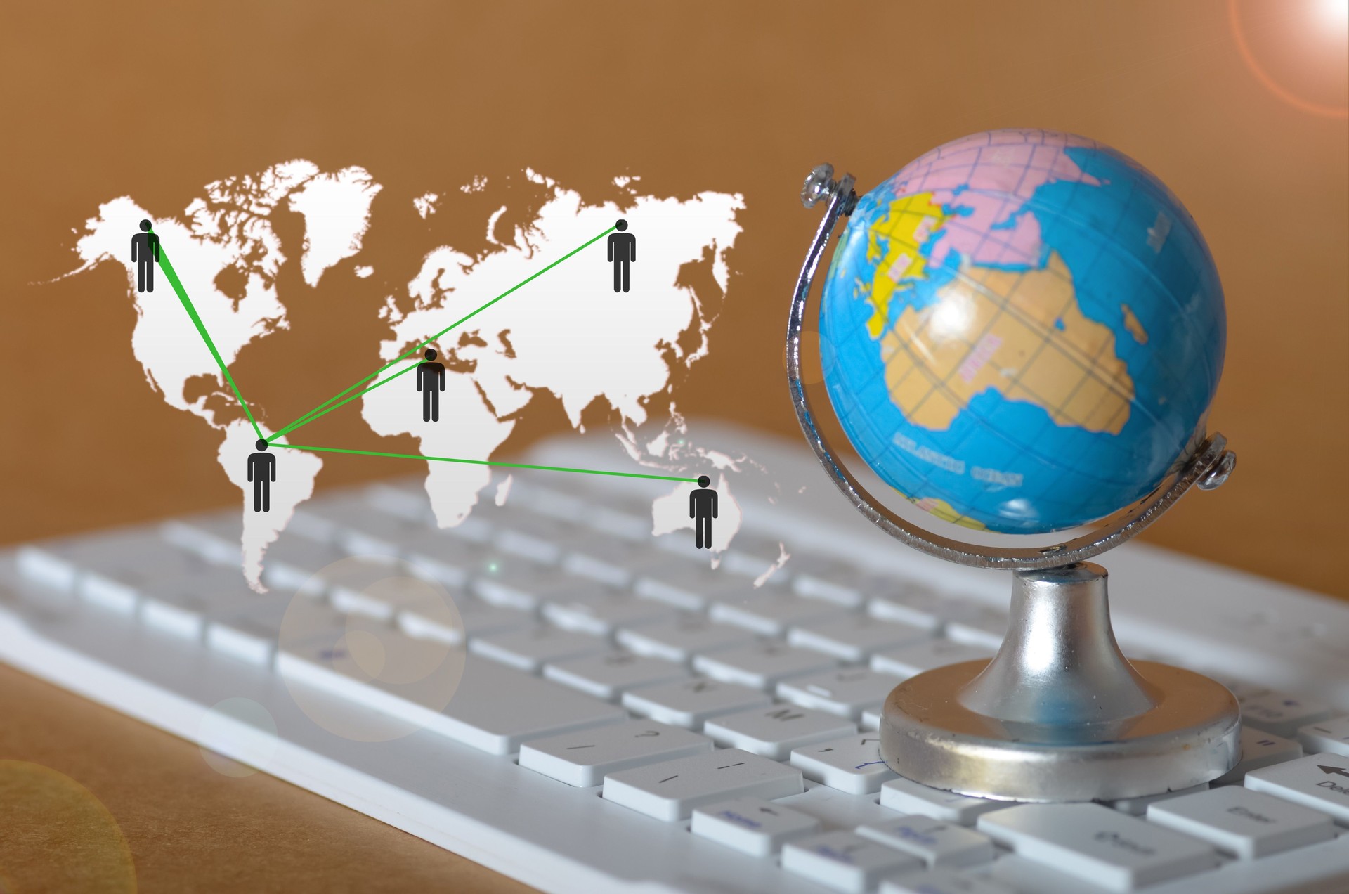 International Connectivity and Digital Networking Concept with Globe and Map